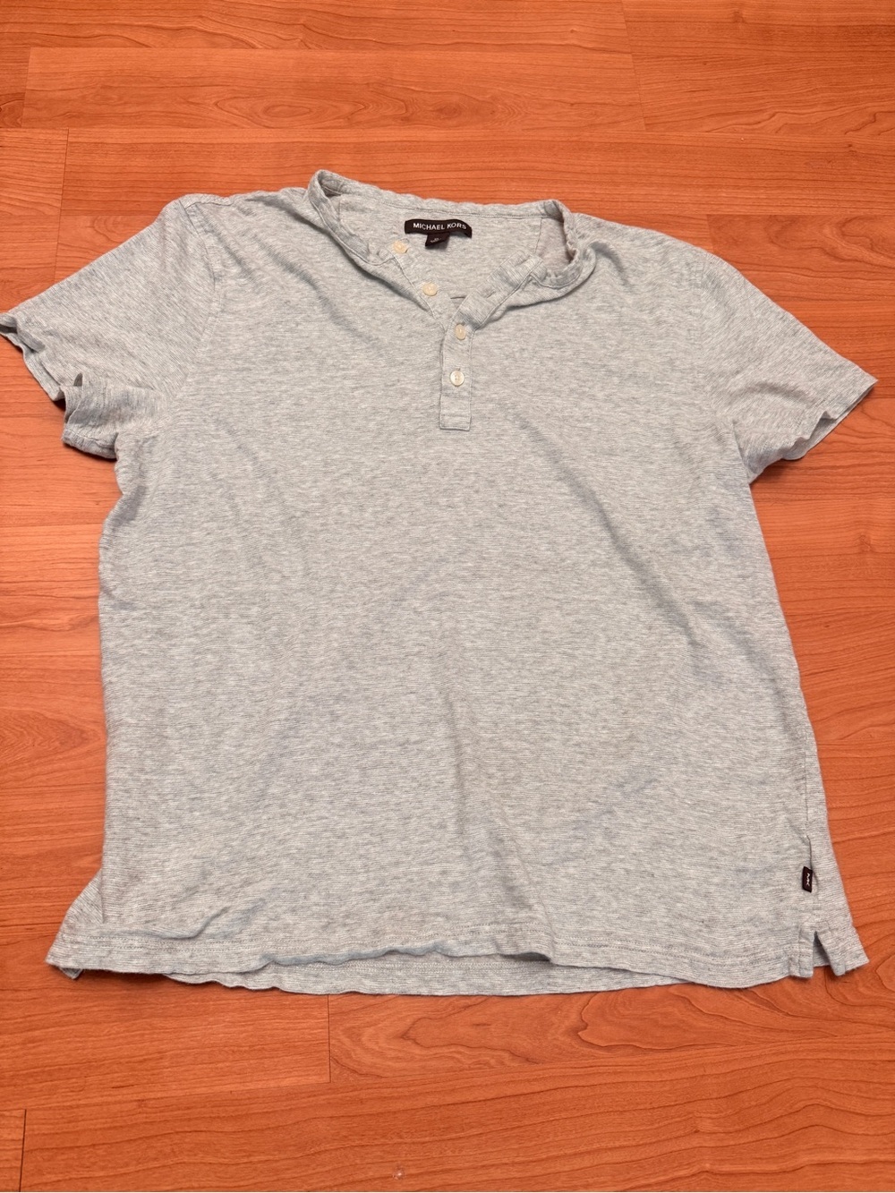 Michael Kors Men's Heather Gray Short Sleeve Henley Shirt - XL